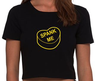 Valentines Day Candy - Spank Me - Black Crop Top
