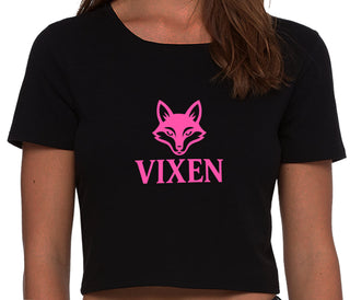 Vixen With Fox Logo - Black Crop Top