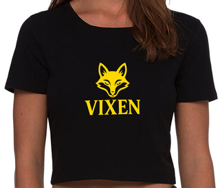 Vixen With Fox Logo - Black Crop Top