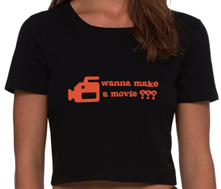 Wanna Make A Movie - Black Crop Top
