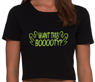 Want This Booooty - Black Crop Top
