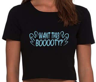 Want This Booooty - Black Crop Top