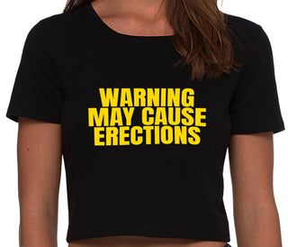 Warning May Cause Erections - Black Crop Top