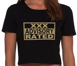 XXX Rated  Advisory Warning - Black Crop Top
