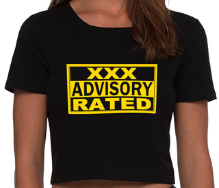 XXX Rated  Advisory Warning - Black Crop Top