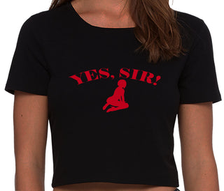 Yes Sir - Submissive Woman - Black Crop Top