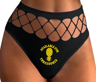 Available for Threesomes - Swinger Pineapple - Black Fishnet Thong