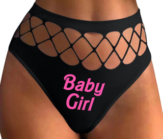 Baby Girl - Black Fishnet Thong