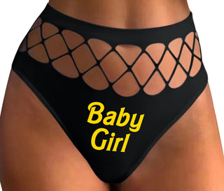Baby Girl - Black Fishnet Thong