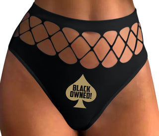 Black Owned - Queen of Spades - Black Fishnet Thong