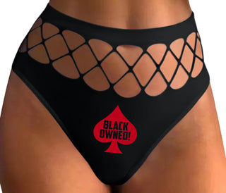 Black Owned - Queen of Spades - Black Fishnet Thong