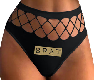 Brat - Black Fishnet Thong