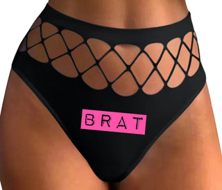 Brat - Black Fishnet Thong