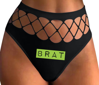 Brat - Black Fishnet Thong