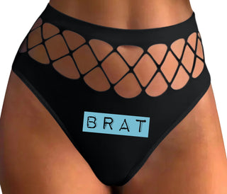 Brat - Black Fishnet Thong