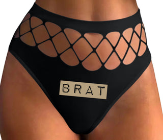 Brat - Black Fishnet Thong