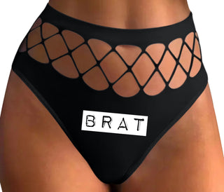 Brat - Black Fishnet Thong