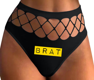 Brat - Black Fishnet Thong