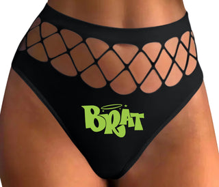 Brat - Black Fishnet Thong