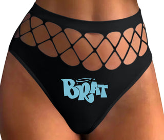 Brat - Black Fishnet Thong