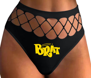 Brat - Black Fishnet Thong