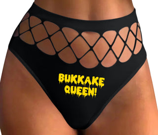 Bukkake Queen - Black Fishnet Thong