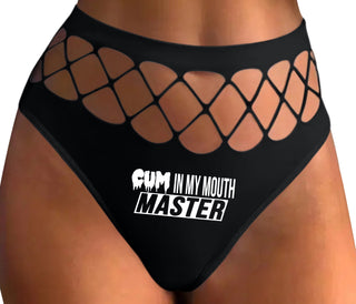 Cum In My Mouth Master - Black Fishnet Thong