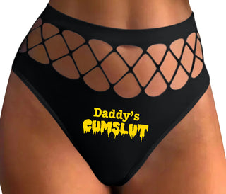 Daddy's Cumslut - Black Fishnet Thong