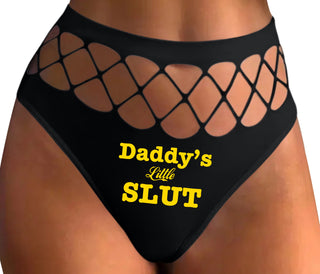 Daddy's Little Slut - Black Fishnet Thong