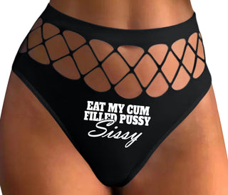 Eat My Cum Filled Pussy Sissy  Cuck - Black Fishnet Thong