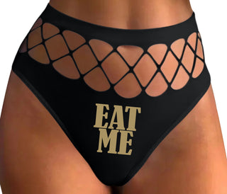 Eat Me - Black Fishnet Thong
