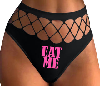 Eat Me - Black Fishnet Thong