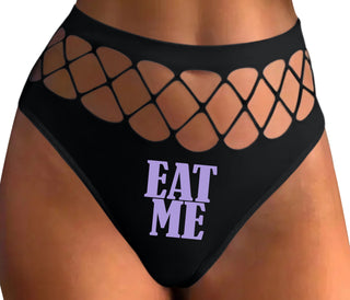 Eat Me - Black Fishnet Thong