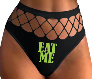 Eat Me - Black Fishnet Thong