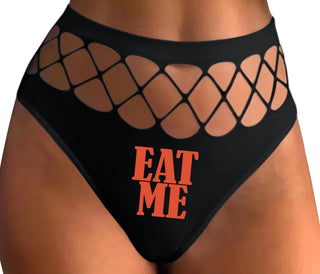 Eat Me - Black Fishnet Thong