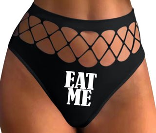 Eat Me - Black Fishnet Thong