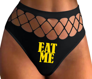 Eat Me - Black Fishnet Thong