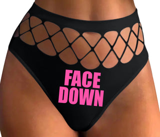 Face Down - Black Fishnet Thong