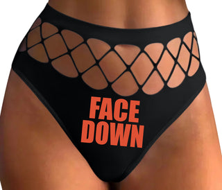 Face Down - Black Fishnet Thong