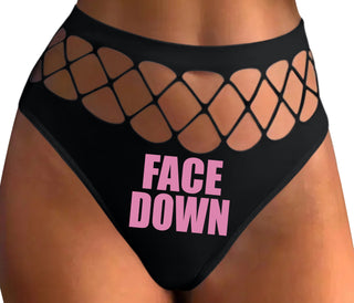Face Down - Black Fishnet Thong