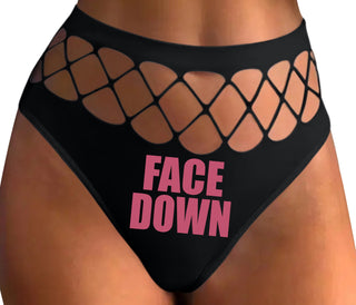 Face Down - Black Fishnet Thong