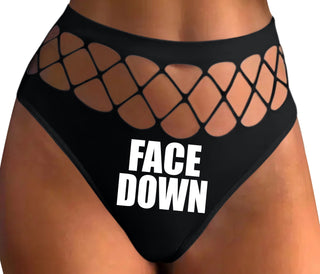 Face Down - Black Fishnet Thong