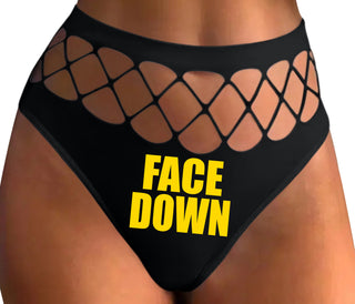 Face Down - Black Fishnet Thong