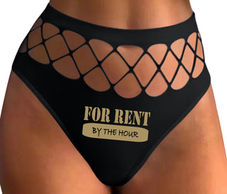 For Rent By The Hour - Black Fishnet Thong