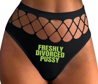 Freshly Divorced Pussy - Black Fishnet Thong