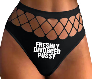 Freshly Divorced Pussy - Black Fishnet Thong