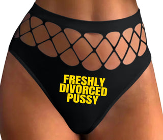 Freshly Divorced Pussy - Black Fishnet Thong
