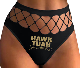 Hawk Tuah Spit On That Thing - Black Fishnet Thong