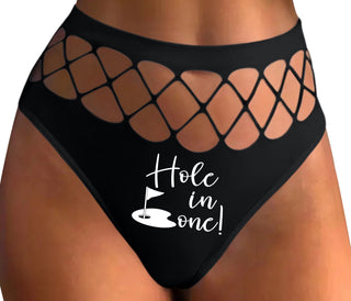 Hole In One - Suggestive Golf - Black Fishnet Thong