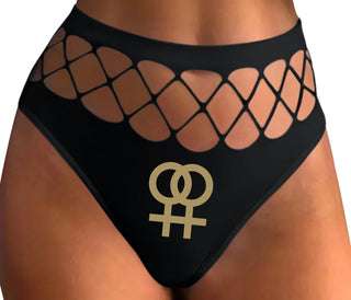 Lesbian Sign - Black Fishnet Thong